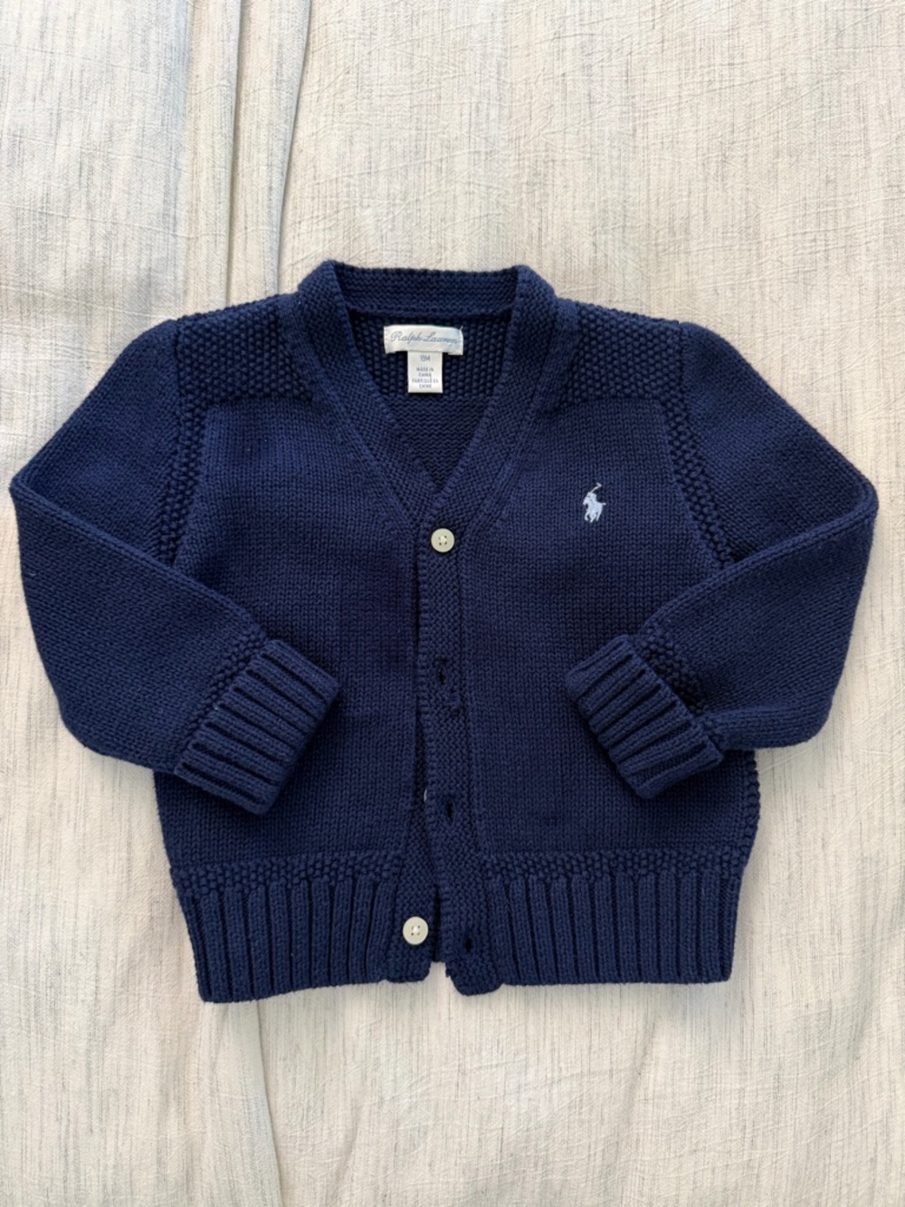 Ralph Lauren Navy Knit Cardigan with Polo Pony